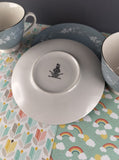 Vintage Royal Doulton England Translucent China REFLECTION T.C. 1008 Tea Cups w/Saucers Set/2