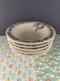 Vintage Pfaltzgraff Jamberry Fruits 7.25" Soup Bowls Set/5