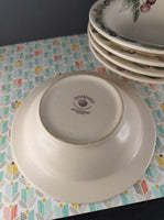Vintage Pfaltzgraff Jamberry Fruits 7.25" Soup Bowls Set/5