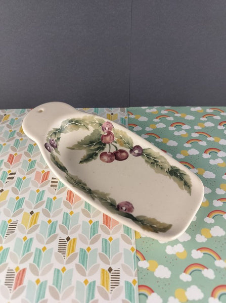 Vintage Pfaltzgraff Jamberry Ceramic Butter Scoot / Spoon Rest, 7.75"