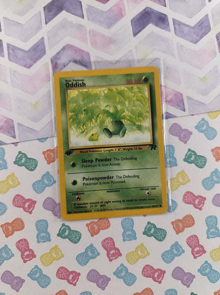 Vintage Common - 1st Edition Oddish Team Rocket Pokemon Card 63/82 - LP
