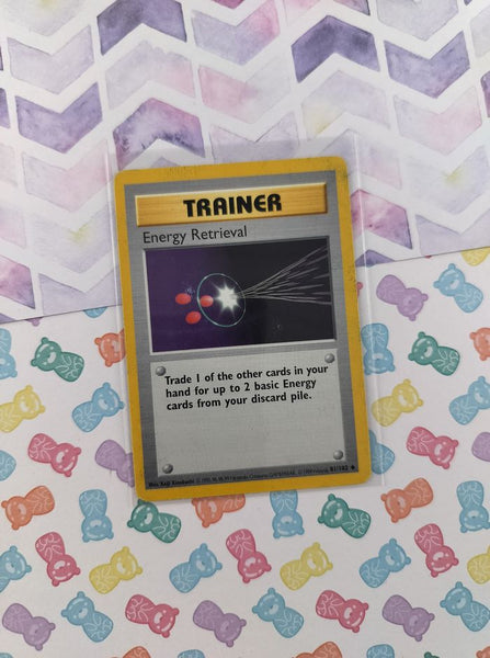 Vintage Uncommon - Shadowless Energy Retrieval Base Set Non-Holo Pokemon Card 81/102 - LP