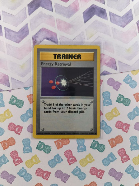 Vintage Uncommon - Shadowless Energy Retrieval Base Set Non-Holo Pokemon Card 81/102 - MP/Creased (B)