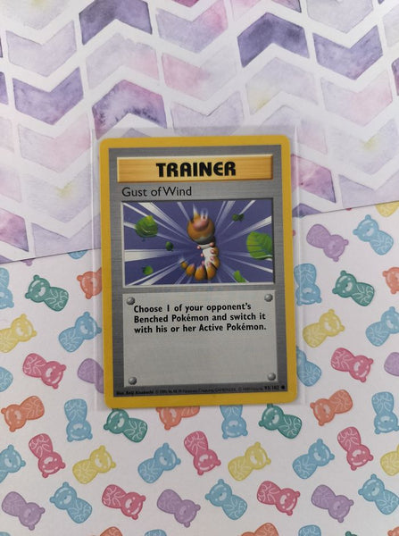 Vintage Common - Shadowless Gust of Wind Base Set Non-Holo Pokemon Card 93/102 - VG