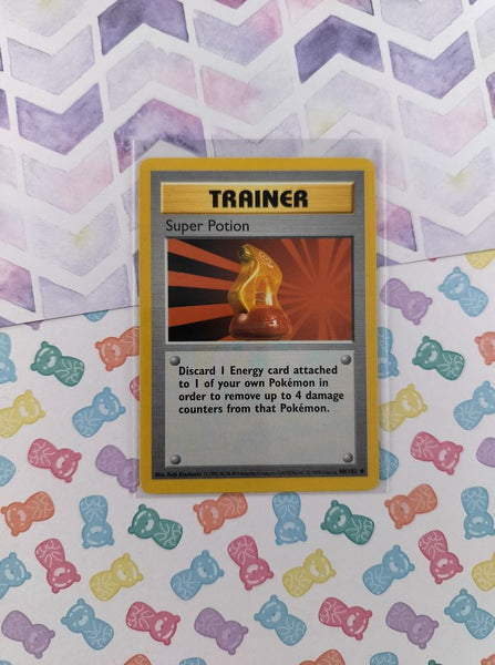 Vintage Uncommon - Shadowless Super Potion Base Set Non-Holo Pokemon Card 90/102 - LP