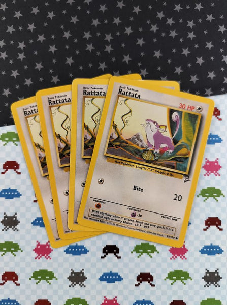 Vintage Common - Set/4 Rattata Base Set 2 Non-Holo Pokemon Cards 89/130 - LP