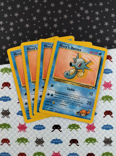 Vintage Common - Set/4 Misty's Horsea Gym Heroes Non-Holo Pokemon Cards 86/132 - LP