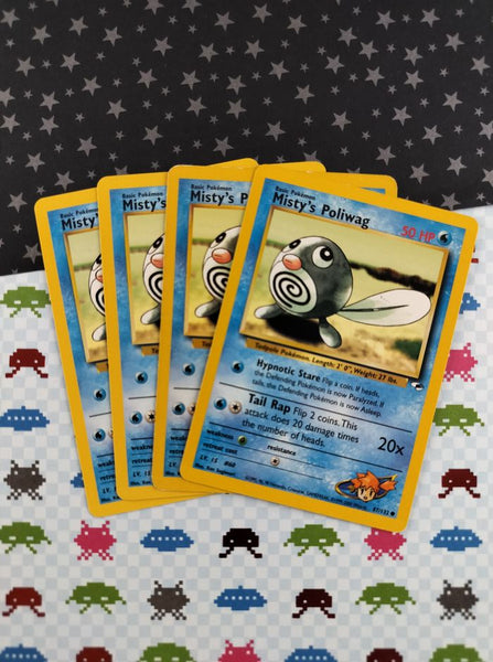 Vintage Common - Set/4 Misty's Poliwag Gym Heroes Non-Holo Pokemon Cards 87/132 - LP