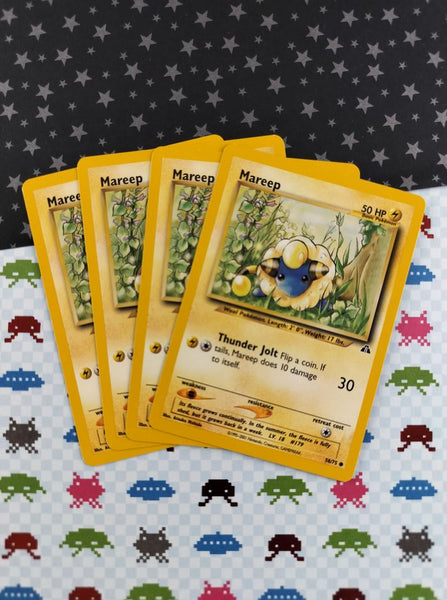 Vintage Common - Set/4 Mareep Neo Discovery Non-Holo Pokemon Cards 58/75 - LP