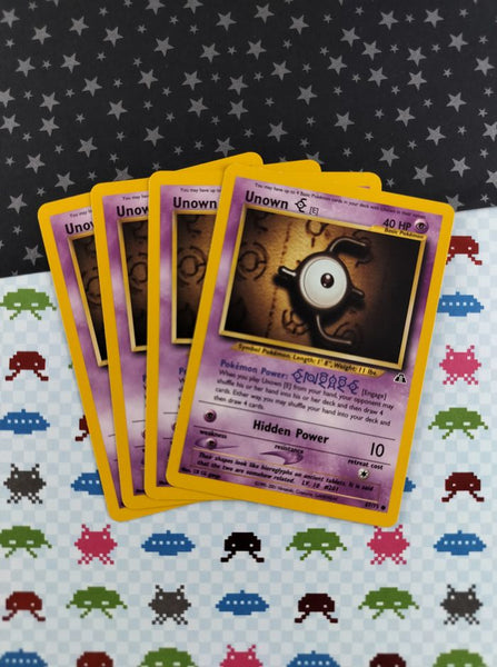 Vintage Common - Set/4 Unown (E) Neo Discovery Non-Holo Pokemon Cards 67/75 - LP