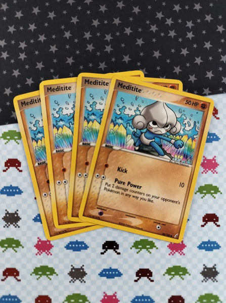 Vintage Common - Set/4 Meditite ex Crystal Guardians Non-Holo Pokemon Cards 56/100 - LP
