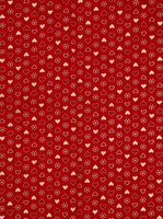 Vintage Valentine's Red & White Hearts Simple Fabric Remnant, 1-1/3 yd x 10" W