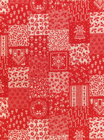 Vintage Christmas Winter Red & White Festive Fabric Remnant, 1 yd x 10" W