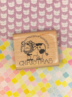 Vintage 1989 D.O.T.S. N121 Udderly Wonderful Christmas Rubber Stamp Block