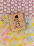 Vintage 1989 D.O.T.S. H130 Keep it Up Teddy Bear Rubber Stamp Block