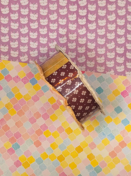 Vintage WFR Ribbon Corp Brown Floral Fabric Ribbon, Unused