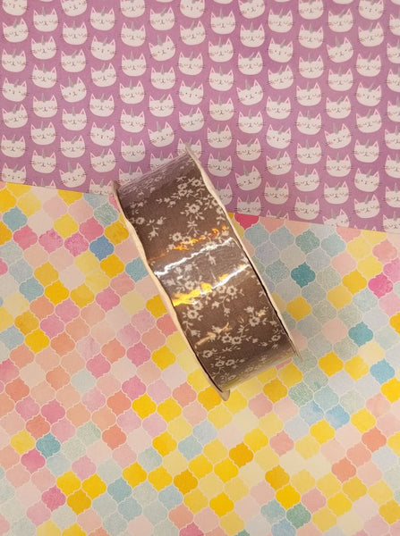 Vintage WFR Ribbon Corp Brown Floral Fabric Ribbon, Unused