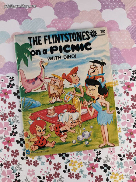 Vintage 1972 Durabook The Flintstones on a Picnic (With Dino) Cardboard Cover