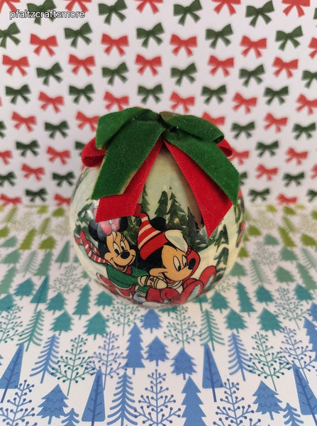Vintage Christmas Holiday Walt Disney's Mickey Minnie Mouse Ornament, Clean