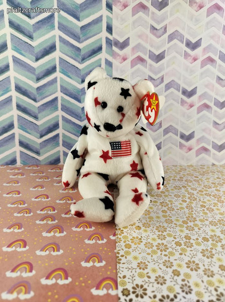 Vintage TY Beanie Baby - Glory, Bear - July 4, 1997