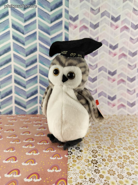 Vintage TY Beanie Baby - Wiser, Graduation Owl - June 4, 1999