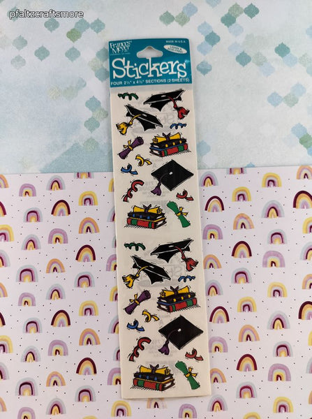 Vintage FMI Frances Meyer Graduation School Clip Art Style Sticker Sheets Pack of 2, New & Unopened