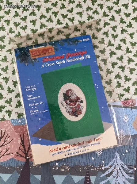 Vintage 1988 Christmas Greetings Titan Needlecraft Cross Stitch Kit SEALED