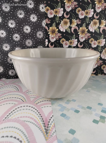 Vintage Fire King Ovenware Ivory Swirl Milk Glass 9" Mixing Bowl