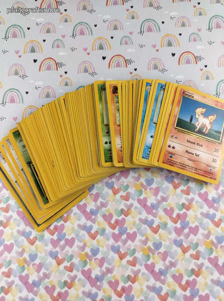 Vintage 1990's Bulk Pokemon Card Lot, 57 Common + 34 Uncommon WOTC Cards No Duplicates