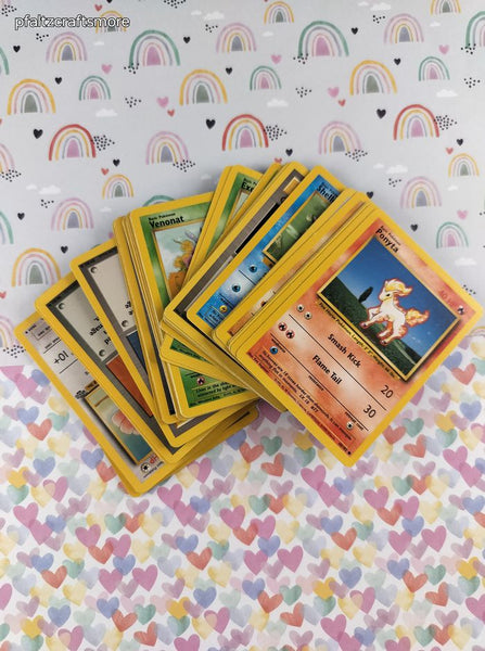 Vintage 1990's Bulk Pokemon Card Lot, 39 Common + 17 Uncommon WOTC Cards No Duplicates