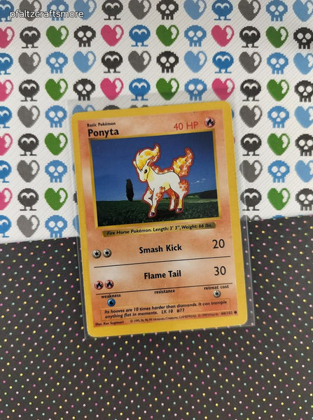 Vintage Common - Shadowless Ponyta Base Set Pokemon Card 60/102 - LP