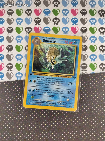 Vintage Uncommon - 1st Edition Omastar Fossil Non-Holo Pokemon Card 40/62 - MP