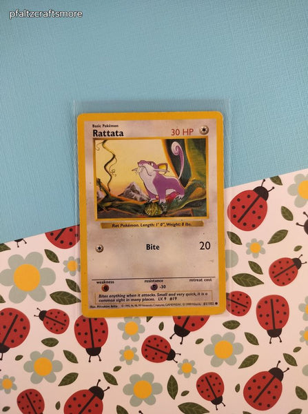 Vintage Common - Shadowless Rattata Base Set Pokemon Card 61/102 - LP