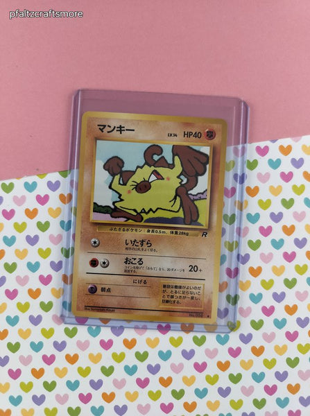 Vintage Common (Japanese) - Mankey Team Rocket Pokemon Card #056 - NM