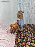 Vintage 1992 Mervyn's Spring Easter Bunny Rabbit w/Carrots in Wheelbarrow Figurine