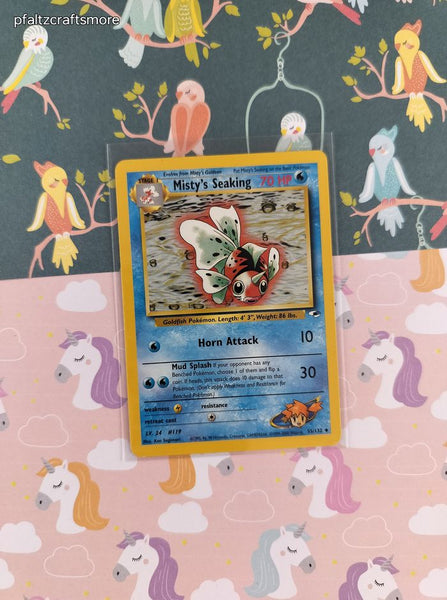 Vintage Uncommon - Misty's Seaking Gym Heroes Non-Holo Pokemon Card 55/132 - VG