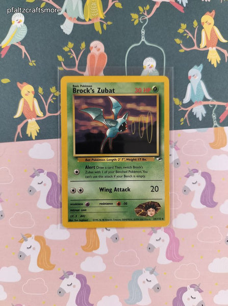 Vintage Rare - Brock's Zubat Gym Heroes Non-Holo Pokemon Card 24/132 - VG