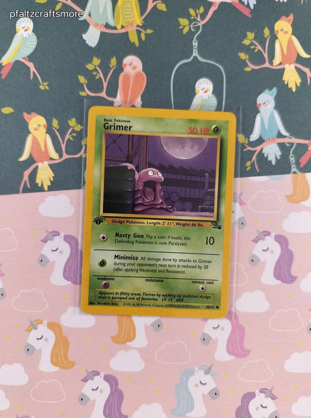 Vintage Common - 1st Edition Grimer Fossil Non-Holo Pokemon Card 48/62 - VG (B)