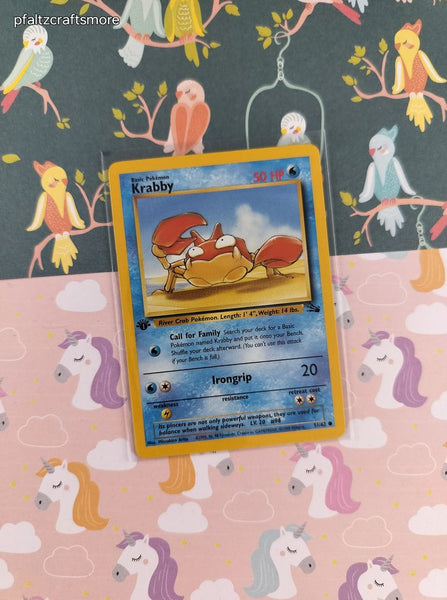 Vintage Common - 1st Edition Krabby Fossil Non-Holo Pokemon Card 51/62 - VG (C)