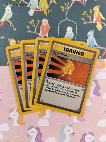 Vintage Uncommon - Set/4 Super Potion Base Set Non-Holo Pokemon Cards 90/102 - LP