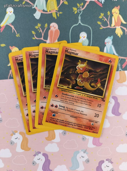 Vintage Uncommon - Set/4 Magmar Fossil Non-Holo Pokemon Cards 39/62 - LP