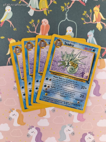 Vintage Uncommon - Set/4 Seadra Fossil Non-Holo Pokemon Cards 42/62 - LP