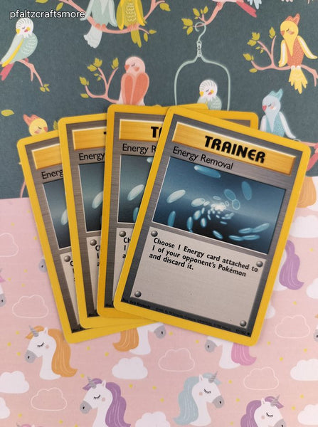 Vintage Common - Set/4 Energy Removal Base Set Non-Holo Pokemon Cards 92/102 - LP