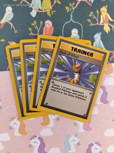 Vintage Common - Set/4 Gust of Wind Base Set Non-Holo Pokemon Cards 93/102 - LP