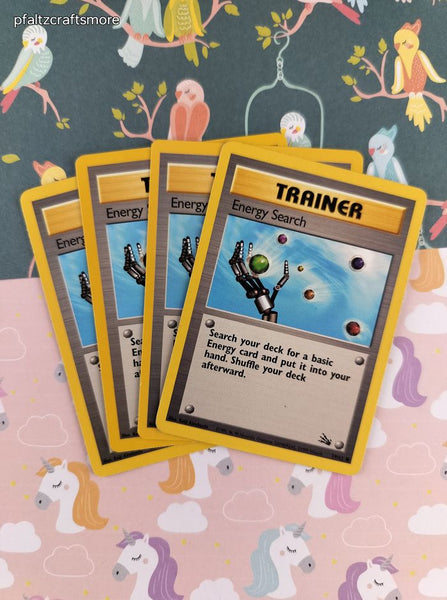 Vintage Common - Set/4 Energy Search Fossil Non-Holo Pokemon Trainer Cards 59/62 - LP