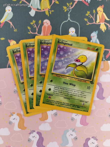 Vintage Common - Set/4 Bellsprout Jungle Non-Holo Pokemon Cards 49/64 - LP