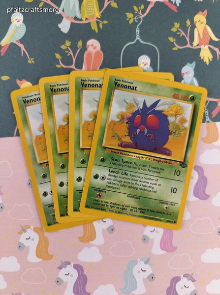 Vintage Common - Set/4 Venonat Jungle Non-Holo Pokemon Cards 63/64 - LP