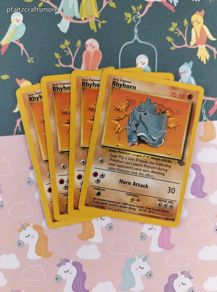 Vintage Common - Set/4 Rhyhorn Jungle Non-Holo Pokemon Cards 61/64 - LP