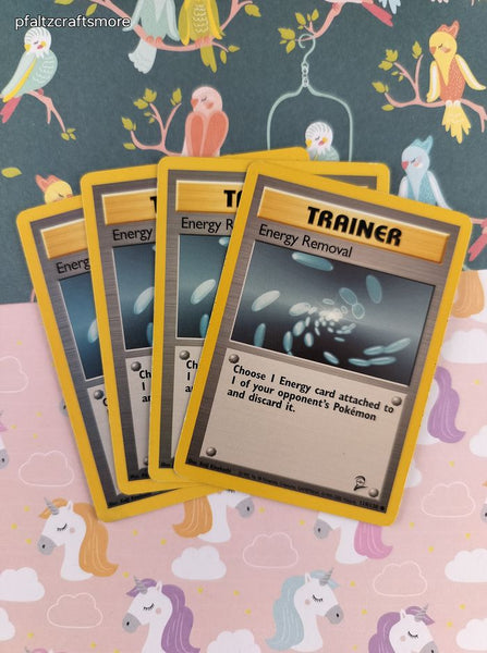 Vintage Common - Set/4 Energy Removal Base Set 2 Pokemon Cards 119/130 - LP
