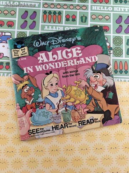 Vintage 1979 33-1/3 RPM Walt Disney's Alice in Wonderland Book & Record